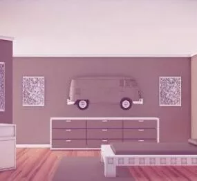 Simple Interior BedRoom 3d model