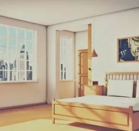 Modern Bedroom Interior Scene 3d model