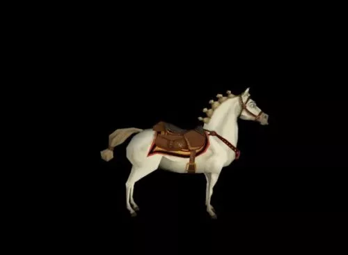 Carved Decorative Wall With Horse Statue 3d model