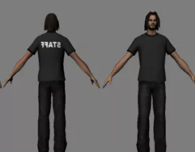 Slim Long Haired Guy 3d model