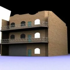 Western 3 Levels House Building 3d model