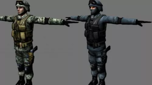 Russian Army Soldier Character With Ak47 3d model