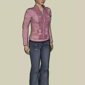 3d Lady In Pink Jacket 3d model