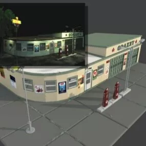 Gas Station Building 3d model