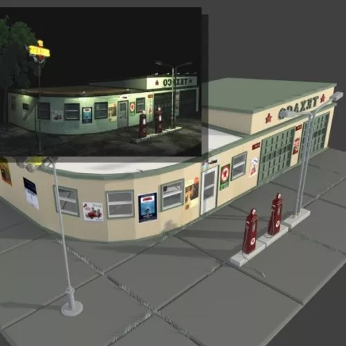 Gas Station Building 3d model Gas Station Building 3d model