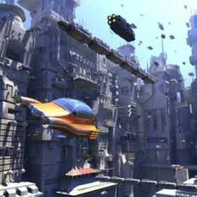 SCIFI Cars And City Buildings Scene 3d model