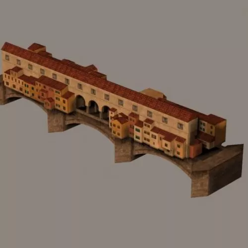 Wooden Bridge Building 3d model