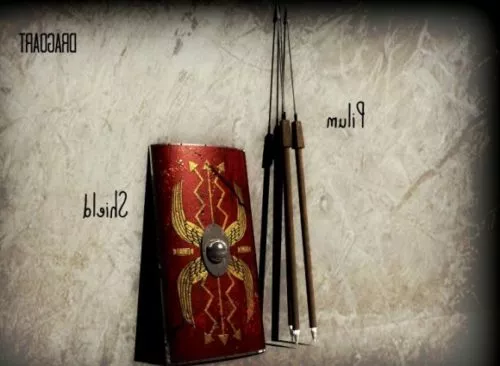 Roman Shield & Pilum 3d model Roman Shield & Pilum 3d model