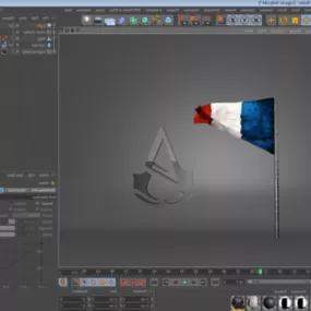 Unity Logo With France Flag 3d model
