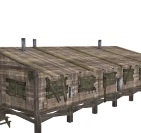 Vintage Wooden Barracks Houses 3d model