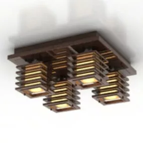 Wooden Style Chandelier 3d model