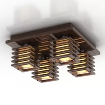 Wooden Style Chandelier 3d model Wooden Style Chandelier 3d model