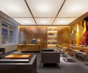 Business Coffee Interior Scene 3d model