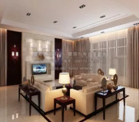 Elegant Style Living Room 3d model