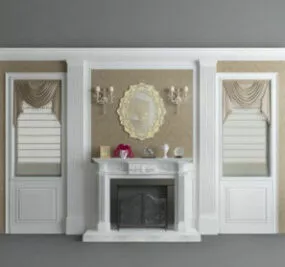 Interior Living Room Wall Decoration 3d model