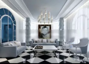 Western Style Living Room Interior Scene 3d model