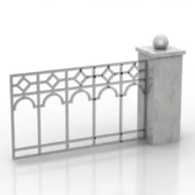Courtyard Wall Fence 3d model