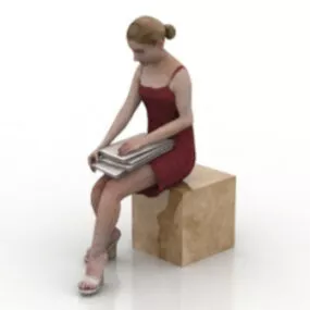 Mrs with Documents Character 3d model