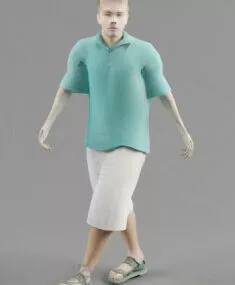 Walking T-shirt Man 3d model