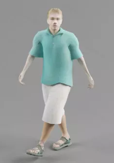 Walking T-shirt Man 3d model Walking T-shirt Man 3d model