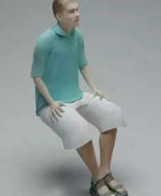 Character T-shirt Men Sitting 3d model