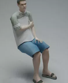 T-shirt Men Sitting Character 3d model