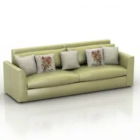 Green Sofa with Pillow Furniture 3d model
