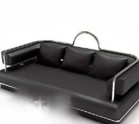 Black Leather Sofa 3d model