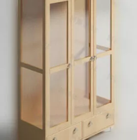 Solid Wooden Wardrobe 3d model