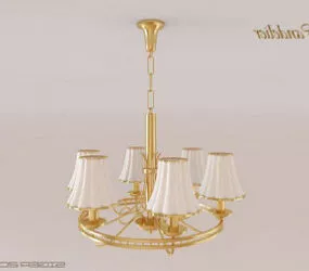 European Retro Golden Chandelier 3d model