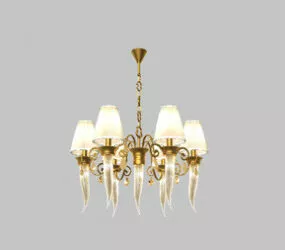 European Golden Chandelier Style 3d model