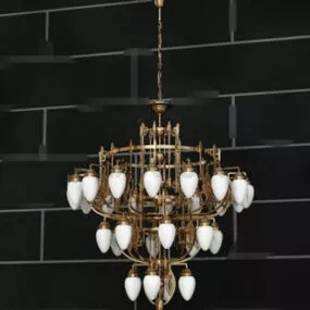 Exquisite Metal Frame Chandelier 3d model