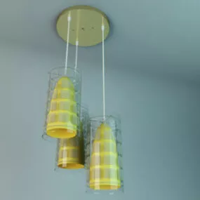 Yellow Stripes Chandelier 3d model