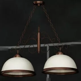 Double White Lampshade Combination Pendant 3d model