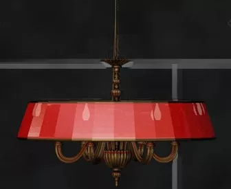 Red Shade Metal Chain Pendant Lamp 3d model Red Shade Metal Chain Pendant Lamp 3d model