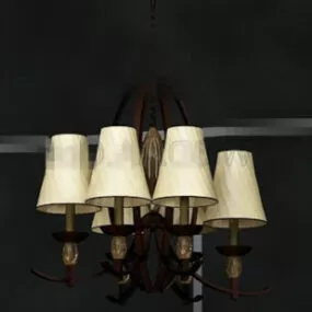 Light Yellow Metal Chain Pendant Lamp 3d model