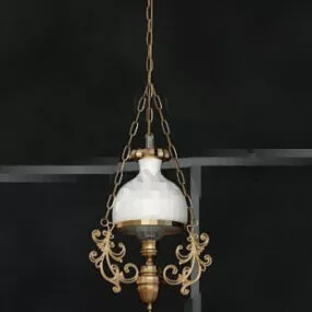 Gold Carved Decorated White Pendant 3d model