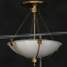 White Disc Metal Chain Pendant Lamp 3d model