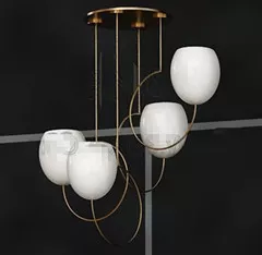 White Egg Shaped Chandelier 3d model