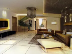 Minimalist Living Room Interior Scene 3d model