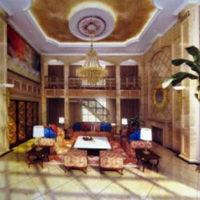 Magnificent European Living Room 3d model