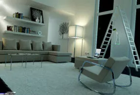 Indoor Minimalist Space Night View 3d model