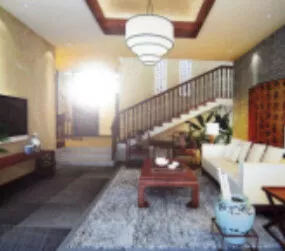 Chinese Calligraphy Living Room 3d model