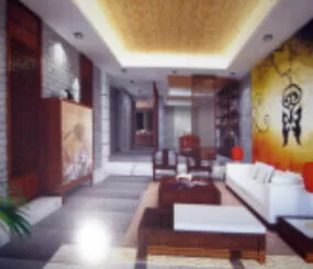 Chinese Gate Abstract Living Room 3d model