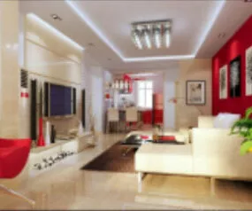 Modern Living Room Interior Scene 3d model