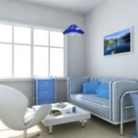 Elegant Reception Room Interior Scene 3d model