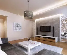 White Tone Living Room Interior Scene 3d model