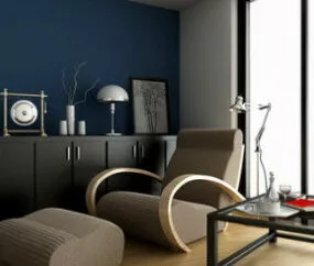Modern Study Room Scene 3d model