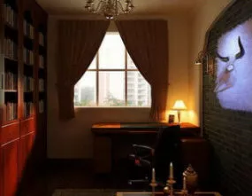 Vintage Study Room Space 3d model