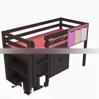 Wood Bunk Bed 3d model Wood Bunk Bed 3d model